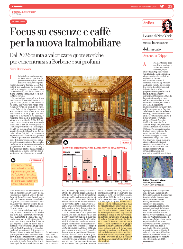 Estratto di Affari&Finanza, di la Repubblica, del 17 novembre 2025